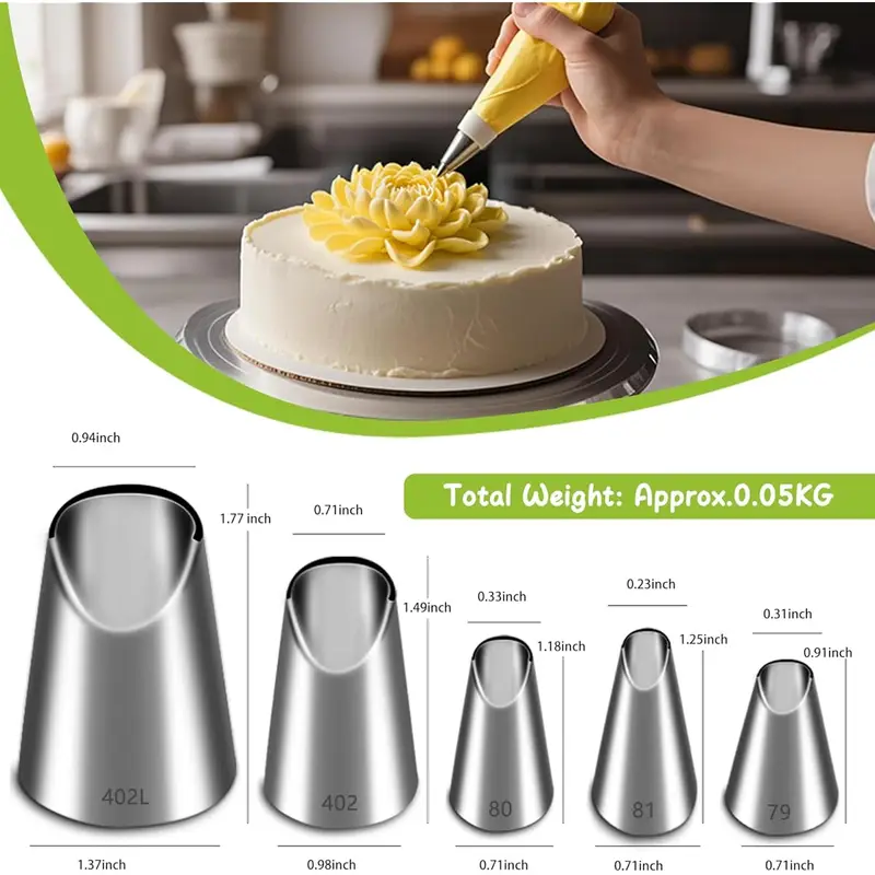 5個入りステンレス製パイピングノズルセット、菊型アイシングノ - Kitchen Appliances Brand のレビューと価格