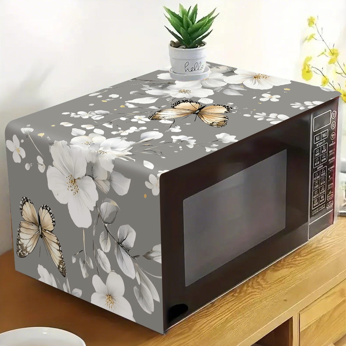 1pc ホワイトフラワー電子レンジダストカバー 35 × 8 - Kitchen Appliances In White のレビューと価格