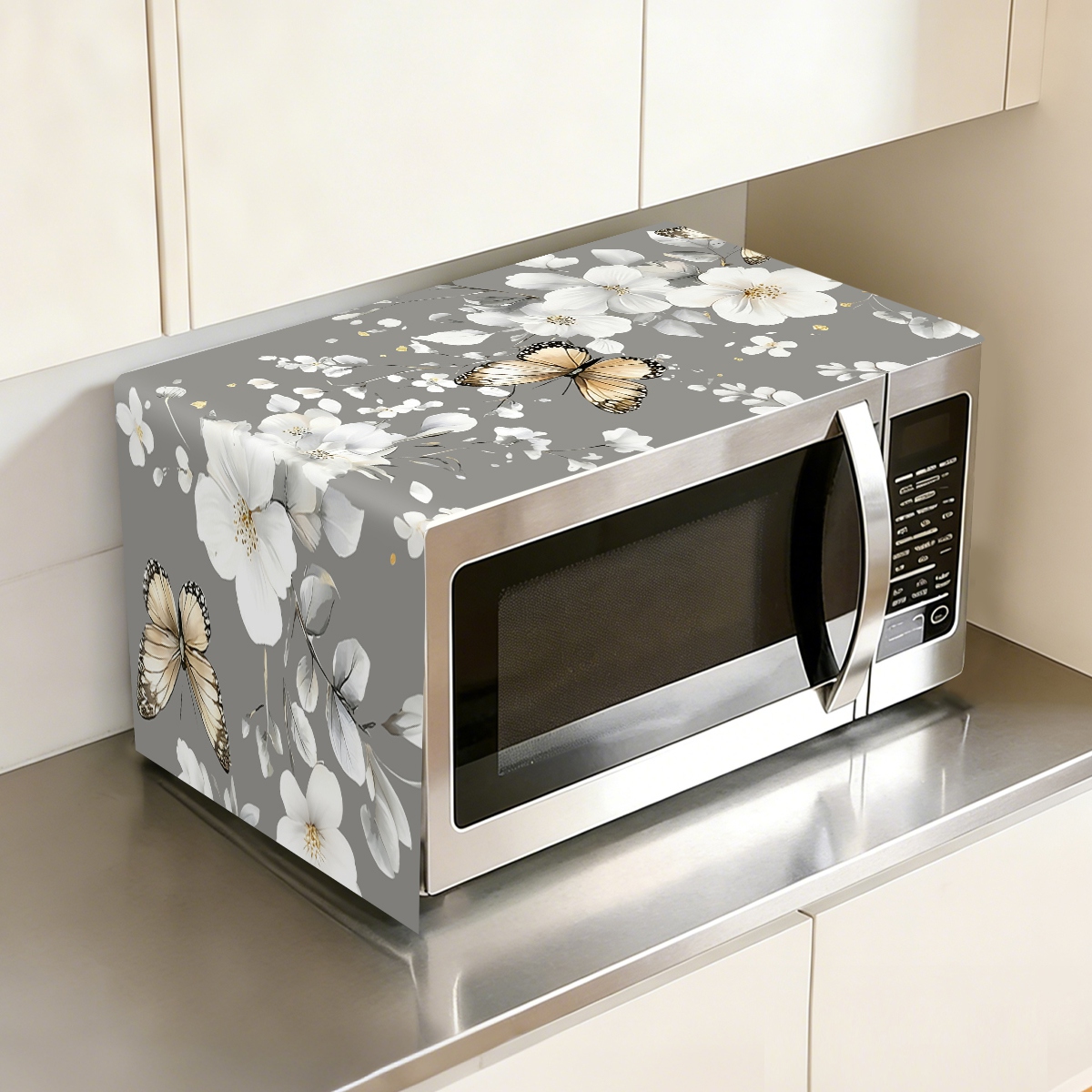 1pc ホワイトフラワー電子レンジダストカバー 35 × 8 - Kitchen Appliances In White のレビューと価格