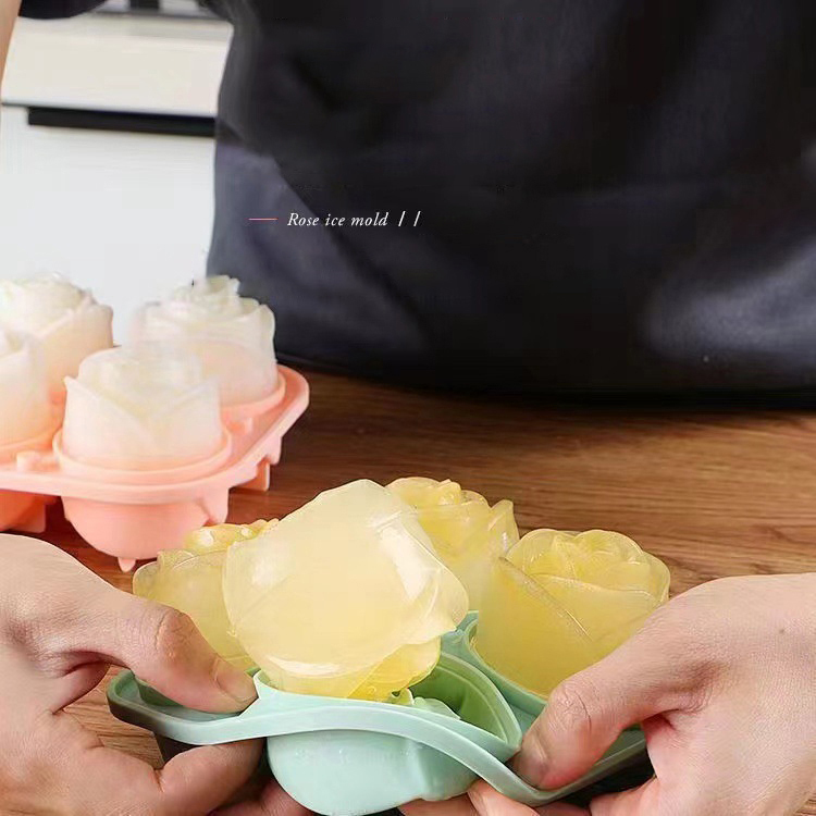 3D ローズアイスモールド 4 穴アイスキューブトレイ型花の - Kitchen Appliances Brand のレビューと価格