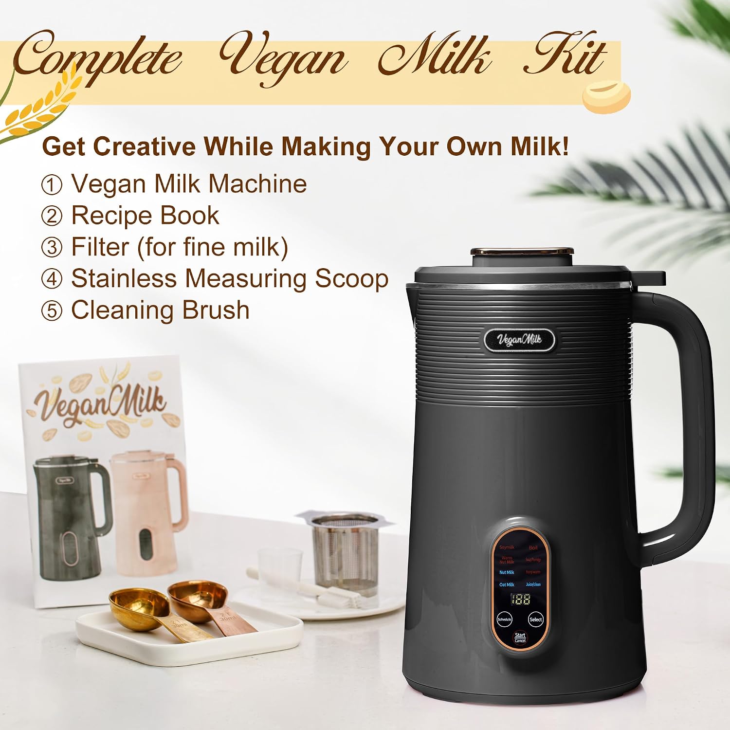 8in1植物性ミルクメーカー：アーモンド、大豆、オート麦など - Soy Milk Maker のレビューと価格