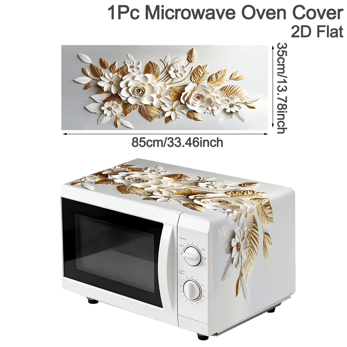 35*85 センチメートル白ゴールデン電子レンジカバー 2D - Kitchen Appliances In White のレビューと価格