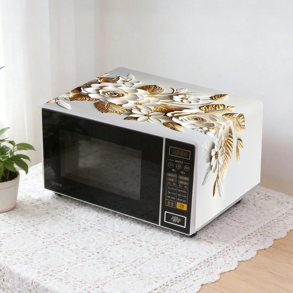 35*85 センチメートル白ゴールデン電子レンジカバー 2D - Kitchen Appliances In White のレビューと価格